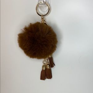 Pom Pom Keychain Brown
